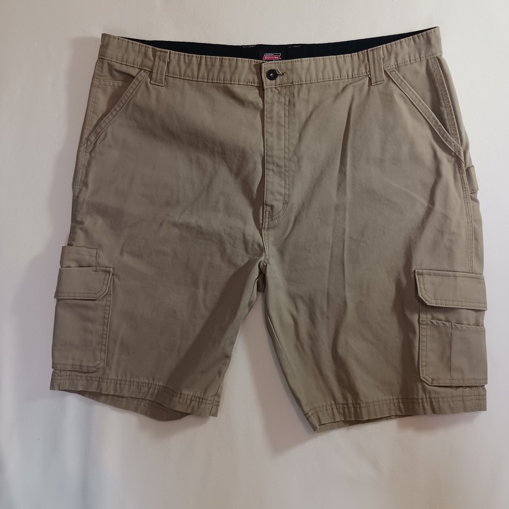 Dickies Cargo Shorts Mens 42 Tan Excellent Ripstop Workwear Utility Pocket
